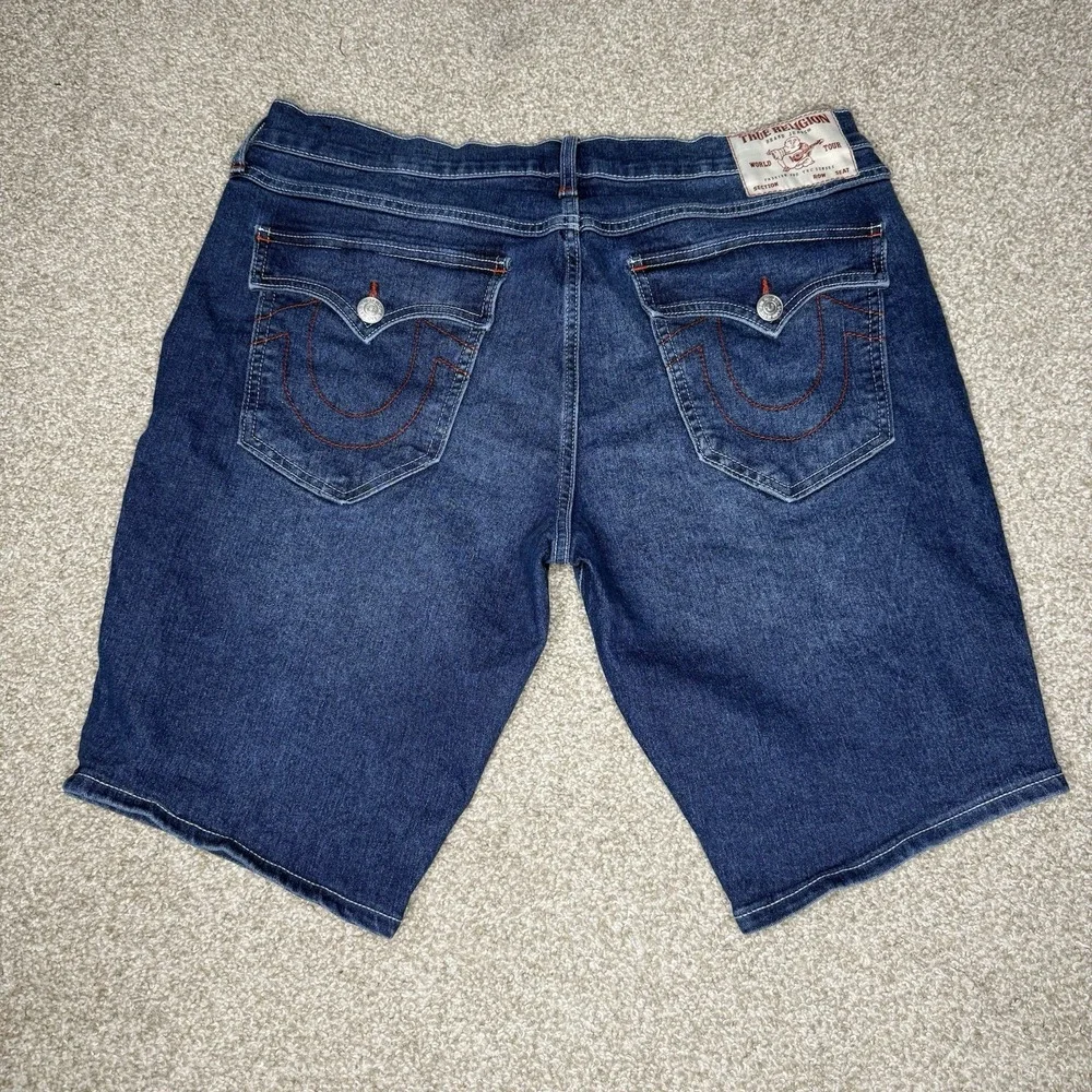 True Religion Ricky Relaxed Shorts Men's Size 36 Back Flip Medium Wash Denim